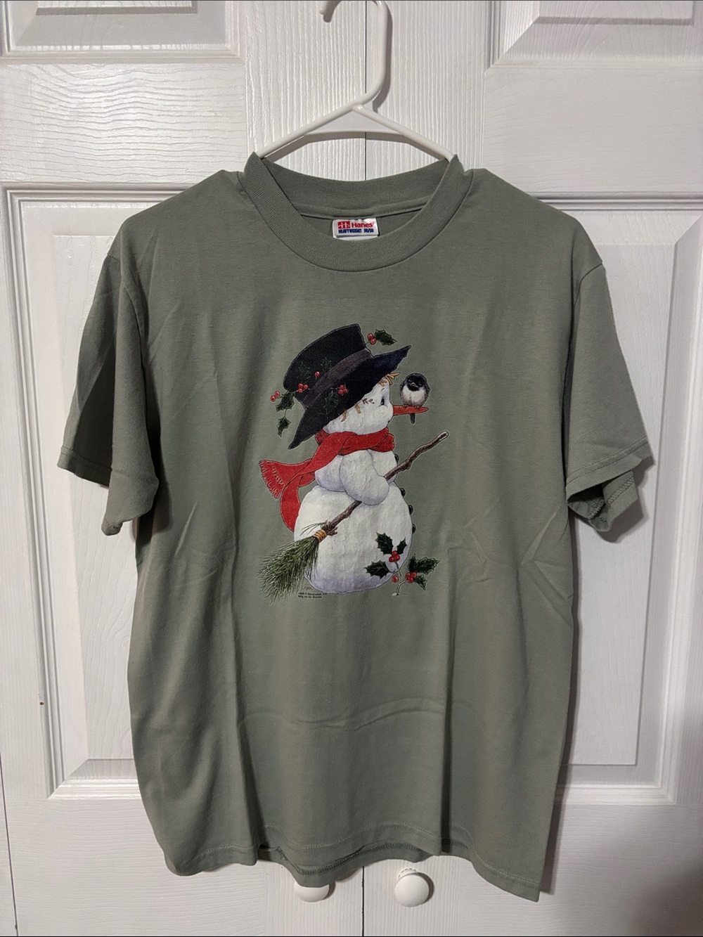 Olive Green Snowman Graphic Tee